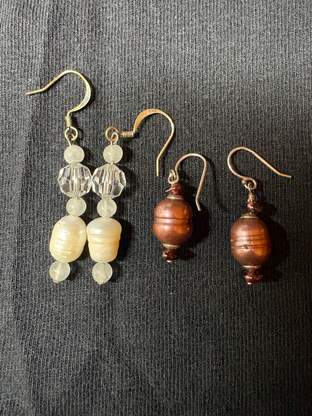 Handmade Pearl and Crystal Drop Earrings